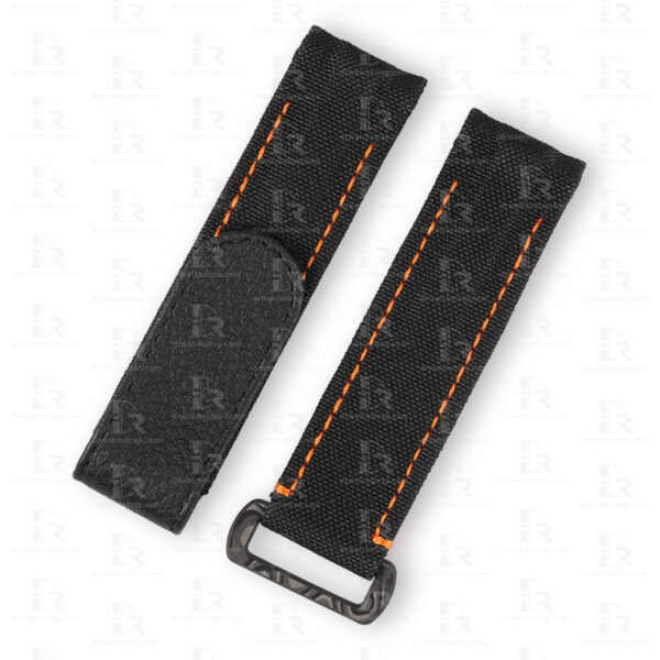 Custom Rolex DIW Daytona 20mm black velcro watch straps curved end with 2 sping bar pin holes