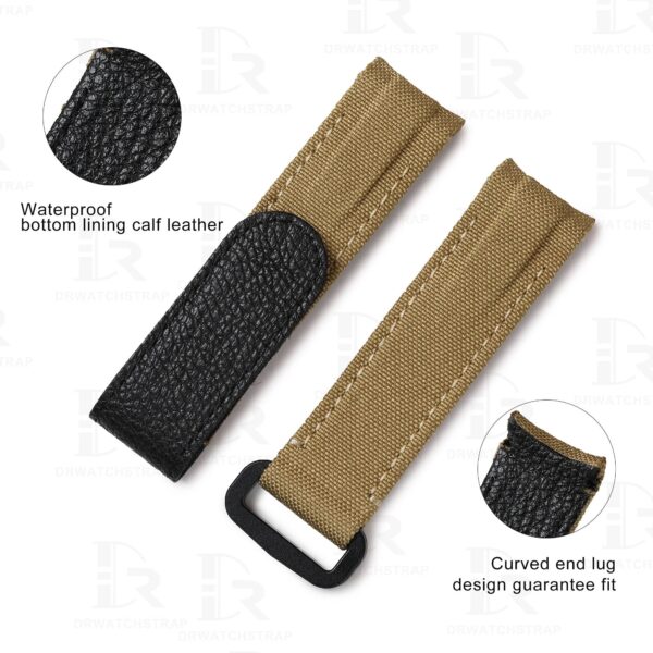 Custom velcro watch band for Rolex DIW Daytona curved end 2 pin spring holes