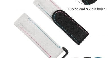 Custom aftermarket band replacement white velcro watch strap 20mm curved end with 2 sping bar pin holes for Rolex DIW Daytona Carbon luxury watches with the best quality nylon canvas watch straps & watch bands from DR watchstrap online at a low price