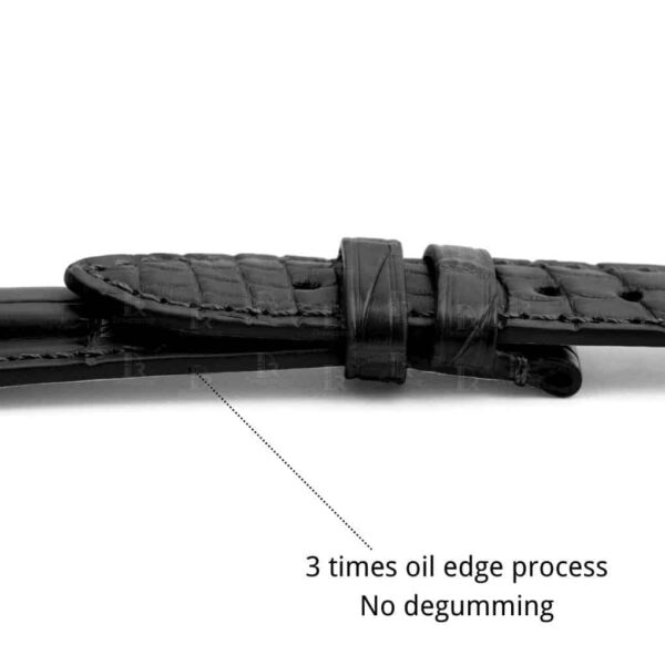 Alligator skin - black leather watch band