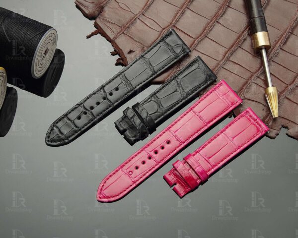 Black pink Alligator leather watch band Patek Philippe Calatrava 5116 5119 5120 5296 strap (3)