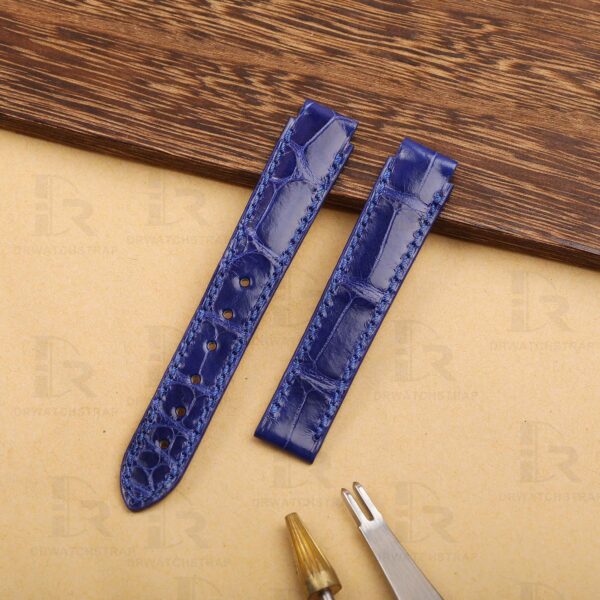 Buy Custom Chopard La Strada diamond Blue Alligator leather strap low price watch band (1)