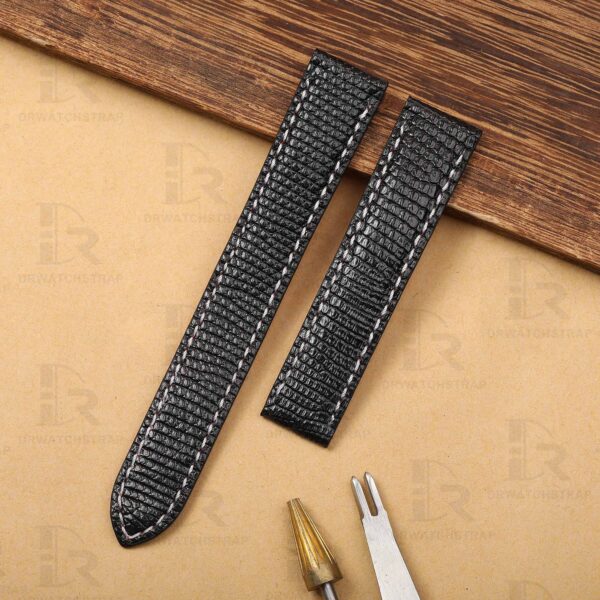 Buy Custom high-quality lizard Black leather watch strap & watch band replacement Single type for Cartier Tank & Ronde Solo watch (1)