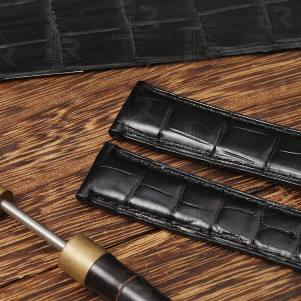 Buy Custom replacement Black alligator leather watch straps for Montblanc Star Legacy luxury watch3