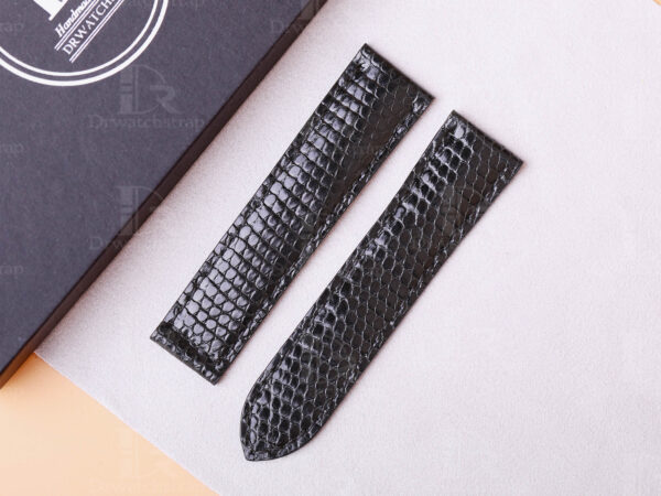 Custom best quality Black leather Cartier Tank Lizard watch strap and watch band replacement for Cartier Tank single-folded (American tank, France tank, Must, and so on) watch bands online for sale