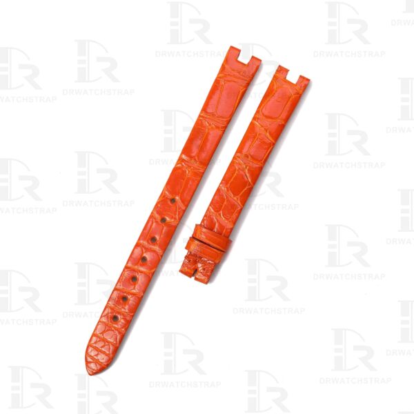 Custom Orange alligator leather strap for Cartier Baignoire ladies watch