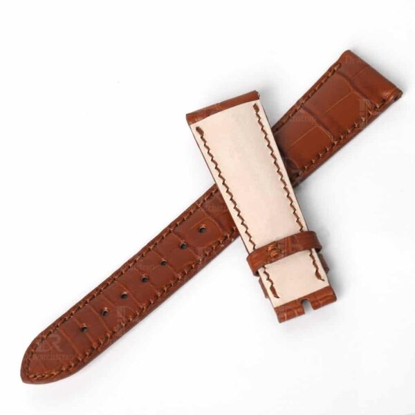 Custom High-end best quality Belly-scale alligator crocodile brown curved end leather watch band and watch strap replacement for Rolex Cellini Moonphase 20mm watches - Shop Rolex leather watch straps online at a low price