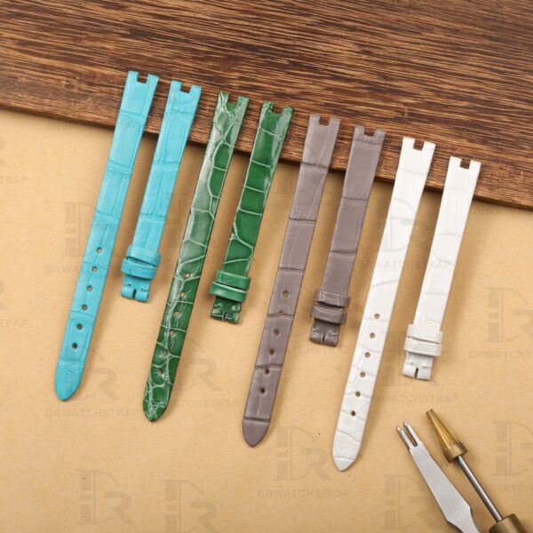 Custom alligator leather straps for Cartier Baignoire ladies watch