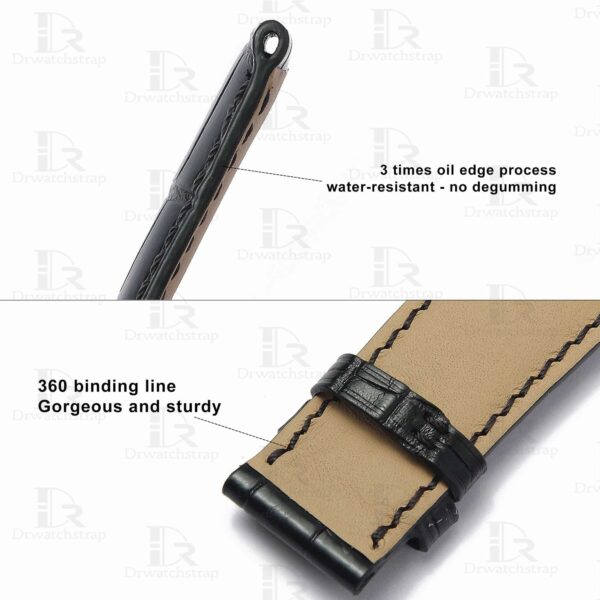 Buy Custom black Alligator leather watch strap for Grand Seiko band replacement watchband for sale