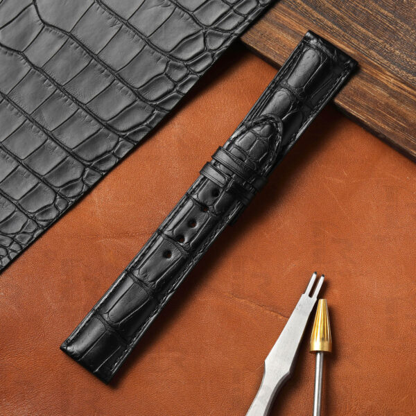 Smooth and Pliable black alligator leather Montblanc watch strap
