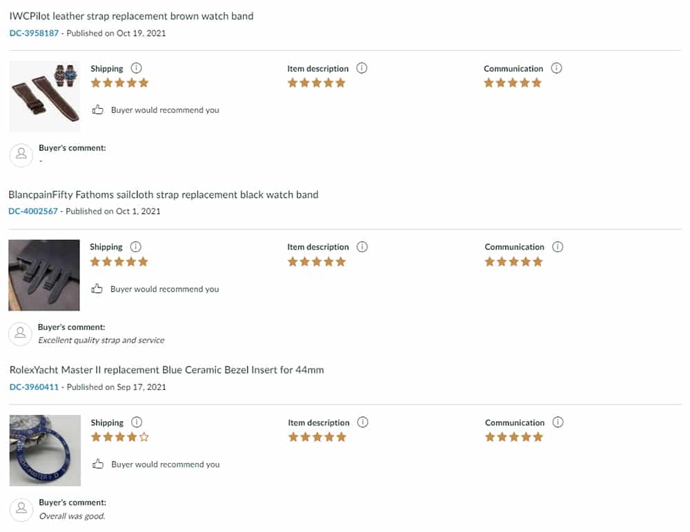 drwatchstrap review tetimonial - custom handmade leather watch bands & straps