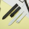 Replacement Black white satin leather watch strap for Piaget Possession diamond women custom band