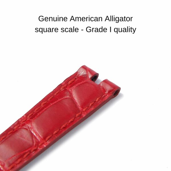 Replacement black red alligator leather strap for vintage Cartier vendome must de Cartier watch band (1)