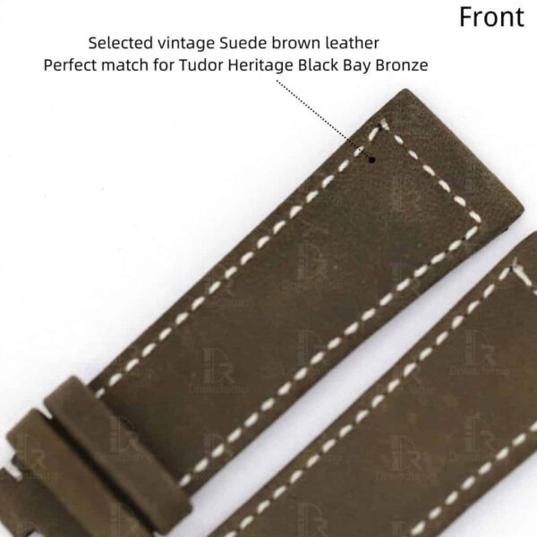 Replacement oliver green suede leather watch band for Zenith Heritage Pilot type 20 bronze 23mm strap