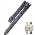 Replacement round scale alligator strap for Cartier Mini Baignoire ladies watch band