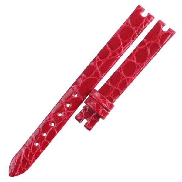 Replacement red round scale alligator strap for Chopard Happy Diamonds ladies watch band