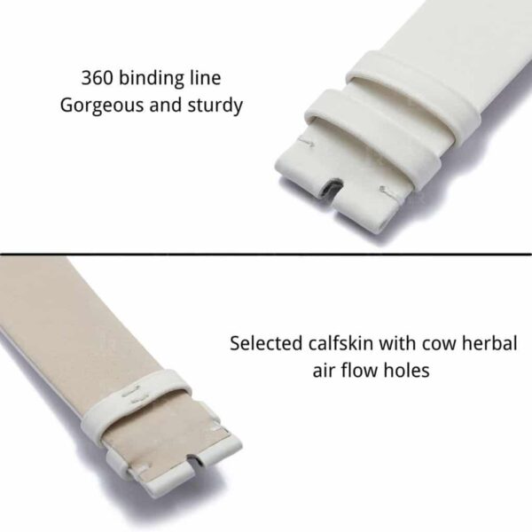 Custom handmade leather strap White Satin replacement watch band
