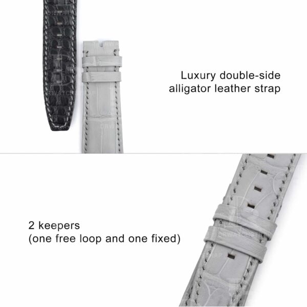 Custom handmade grey alligator watchbands for Audemars Piguet Code 11.59 straps