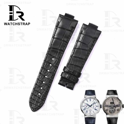 Buy Custom Replacement Black Alligator leather ulysse nardin marine strap (1)
