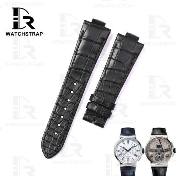 Buy Custom Replacement Black Alligator leather ulysse nardin marine strap (1)