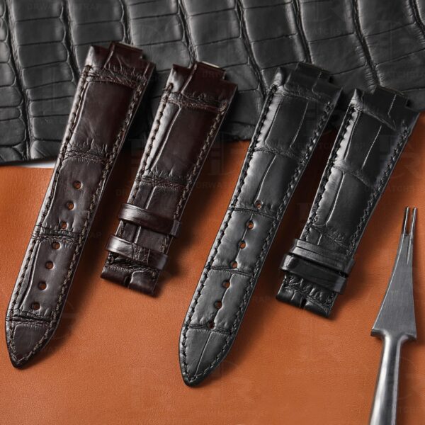 Buy Custom Uylsse Nardin Marine Dark Brown leather straps 23mm handmade alligator watch band (1)