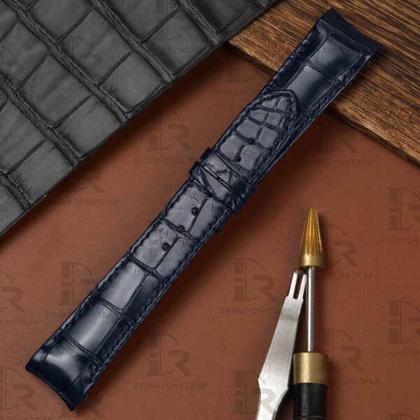 Buy custom Ulysse Nardin GMT Perpetual Calendar Dark Blue leather watchbands 20mm 21mm replacement for sale