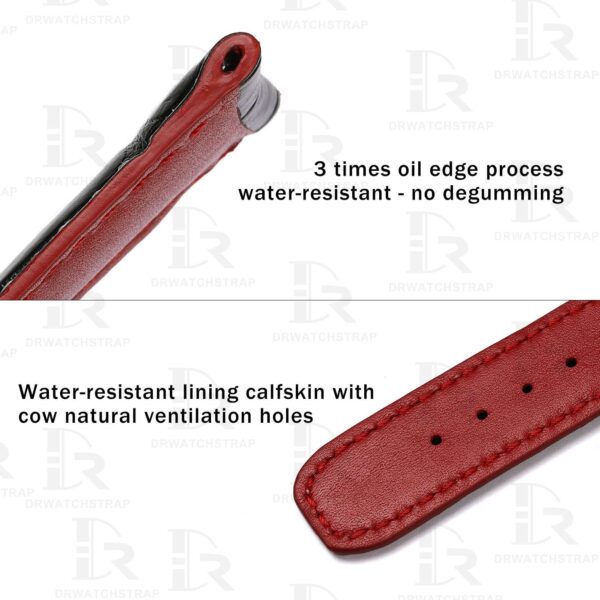 Buy custom baume mercier Black leather strap 18mm 19mm 21mm 22mm handmade for sale (2)