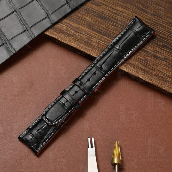 Buy custom baume mercier Black leather watch band 18mm 19mm 21mm 22mm handmade for sale (1)