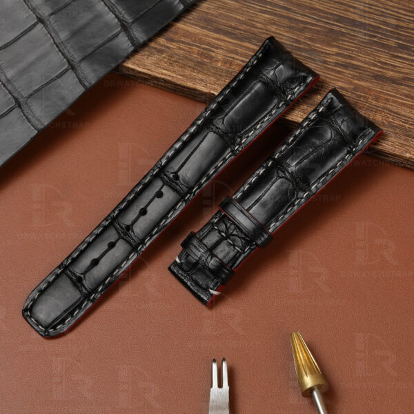 Buy custom baume mercier Black leather watch strap 18mm 19mm 21mm 22mm handmade for sale (1)