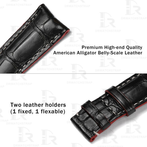 Buy custom baume mercier Black leather watchband 18mm 19mm 21mm 22mm handmade for sale (2)