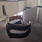 OEM black leather strap double-folded for Cartier Pasha De