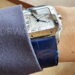 Cartier Santos Large QuickSwitch blue leather alligator watch strap