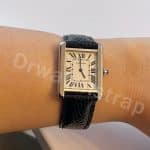 Genuine high end quality custom OEM red Alligator leather watch strap watchband replacement for Cartier Tank Divan mens and ladies luxury watches handmade custom best quality Grade A Crocodile Cartier straps and watchbands