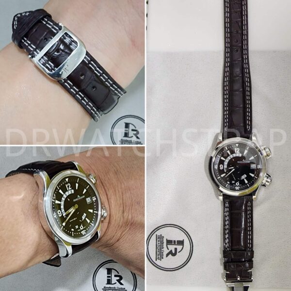 Curved End Crocodile leather watch strap for Jaeger-LeCoultre Master Compressor watch