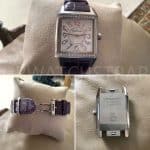 jlc jaeger lecoultre Custom black alligator leather watch band strap replacement for sale (4)