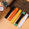 Custom handmade 20mm 21mm Elastic watch band yellow orange brown black white replacement for Swatch Omega Speedmaster strap