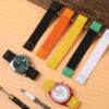 Custom elastic watch band for Omega x Swatch strap orange yellow green