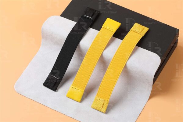 Custom handmade 20mm 21mm Elastic aftermarket yellow orange brown black white Omega watch band & watch straps replacement for Swatch Omega Speedmaster watch strap and buy best Omega Speedmaster straps online from DR watchstrap at a low price