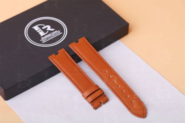 Handmade calfskin orange leather replacement watchbands for Patek Philippe Ellipse straps