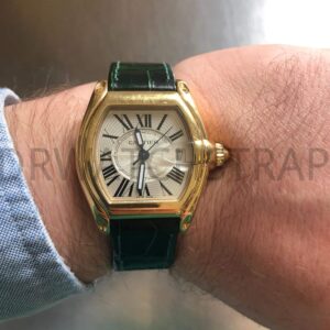 Custom blue leather strap for Cartier Roadster Chronograph watch band