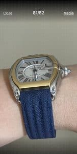 Cartier Roadster Dark blue Alligator leather watch band (2)