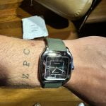 Replacement olive green nylon canvas velcro watch band for Cartier Santos Large Medium Quickswitch strap