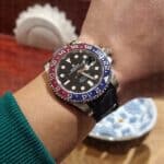 Roex Cellini replacement watch band dark blue white stitching