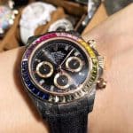 Rolex Daytona orange leather strap watch band (3)