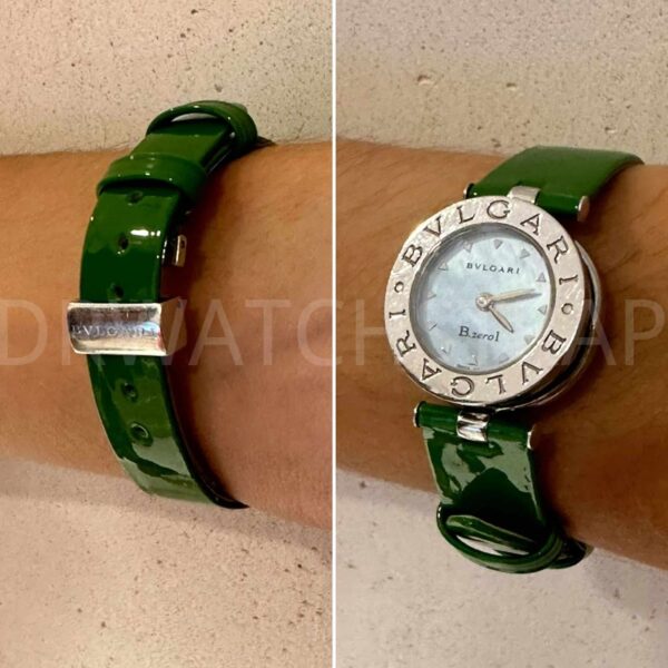 bvlgari green leather watchband strap