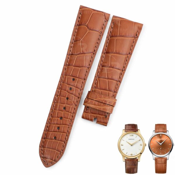 Custom handmade replacement Belly-Scale brown alligator watchbands for Chopard LU.C leather strap