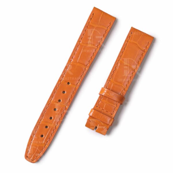 Custom best quality alligator replacement Orange leather watch straps IWC Portofino Santoni strap and watch band online for sale fit for IWC Portofino, Pilot's, Portuguese luxury watches
