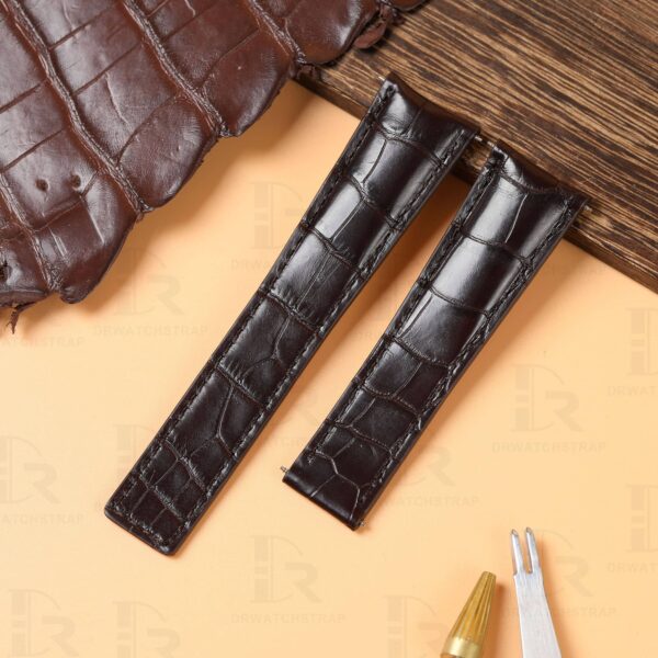 Custom handmade alligator brown replacement leather watch bands for Tag Heuer Carrera Heritage watches
