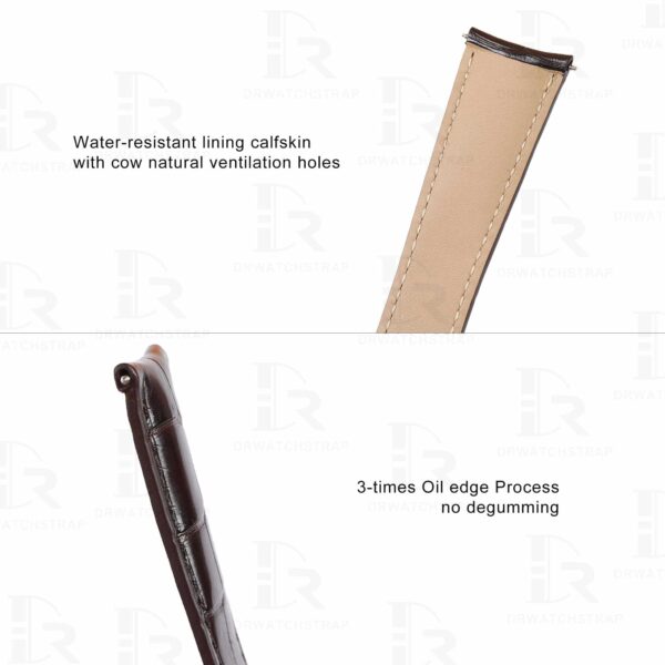 Custom handmade alligator brown replacement leather watch bands for Tag Heuer Carrera Heritage watches