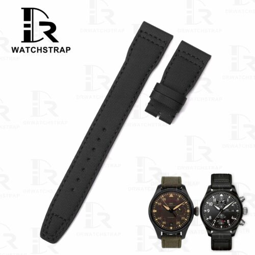 Buy Custom Black nylon fabric for IWC Textile Strap Pilot 20mm 21mm 22mm replacement watch band (1)